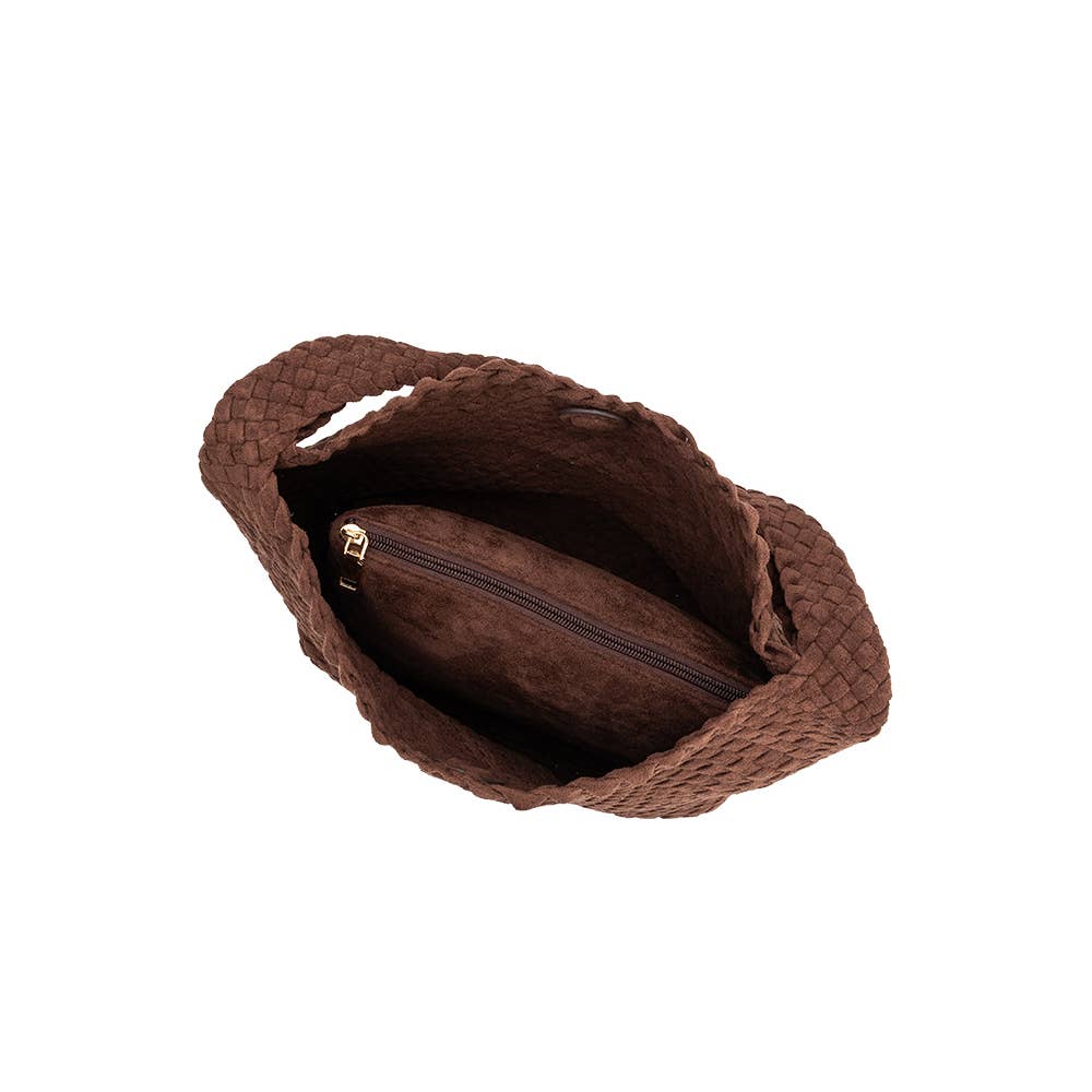 Johanna Tobacco Suede Vegan Leather Shoulder Bag