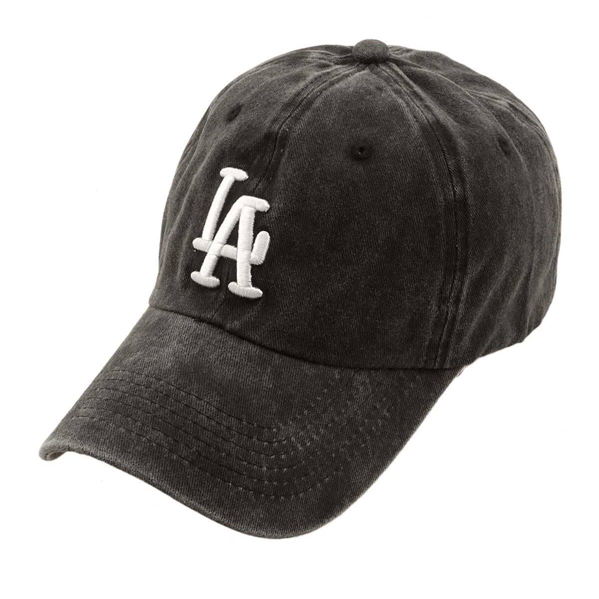 LA Embroidery Pigment Baseball Cap 207: CHARCOAL