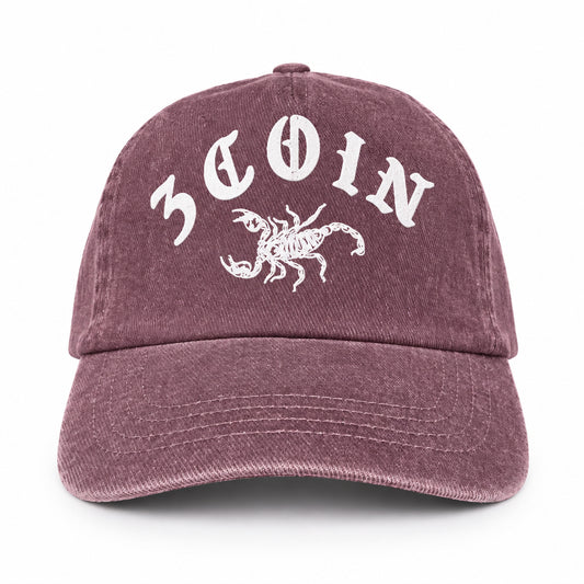 3COIN Hat - Maroon Denim