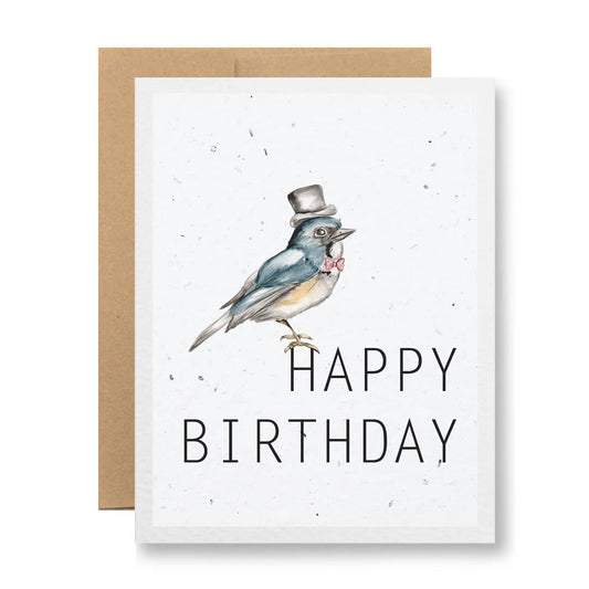 Plantable Seed Paper Greeting Card - Happy Birthday {bird}