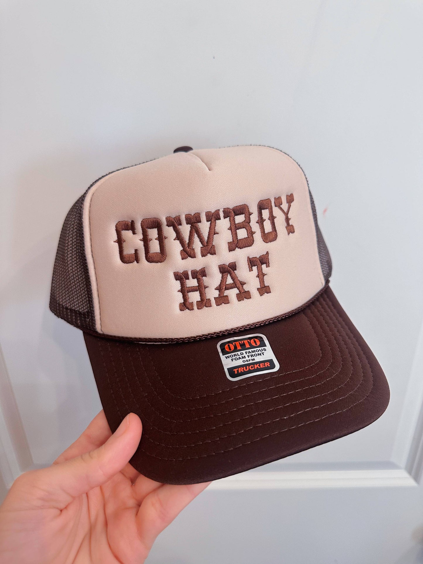 Brown Cowboy Hat Trucker Hat-Embroidery