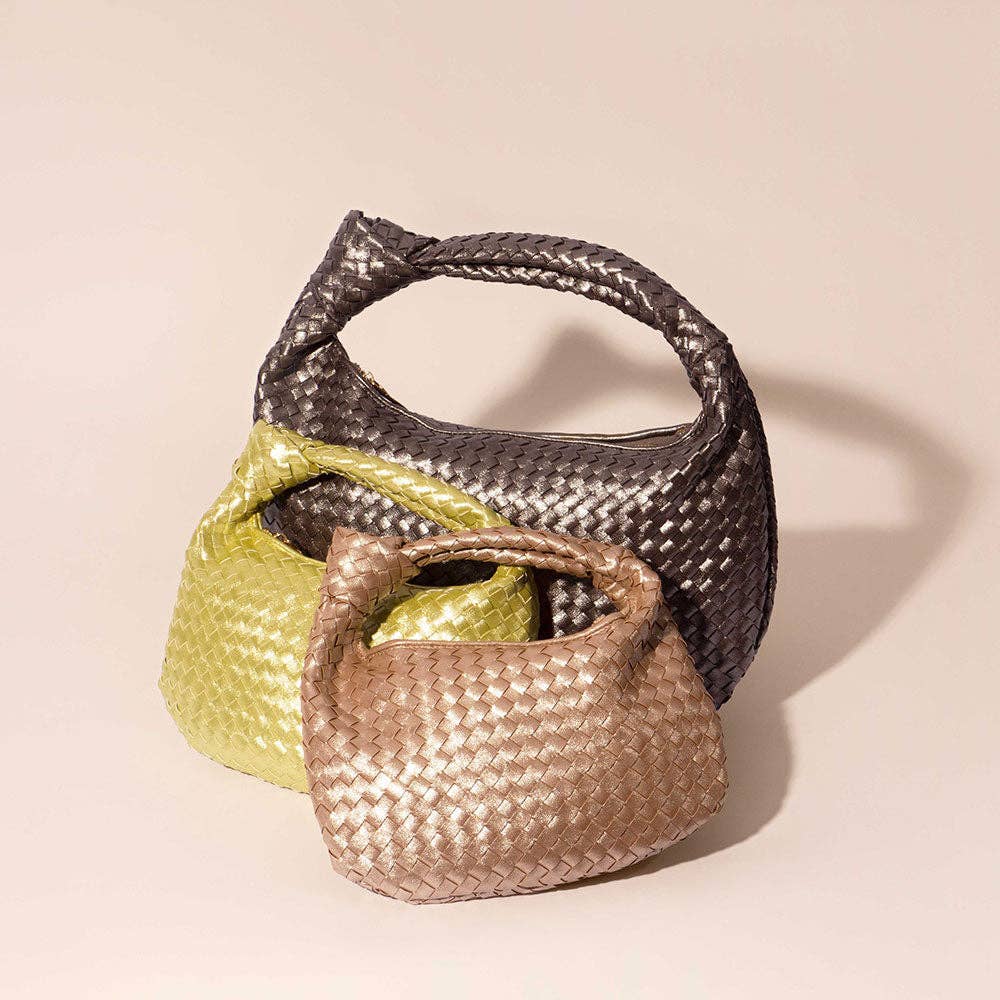 Drew Small Metallic Lime Recycled Vegan Top Handle Bag