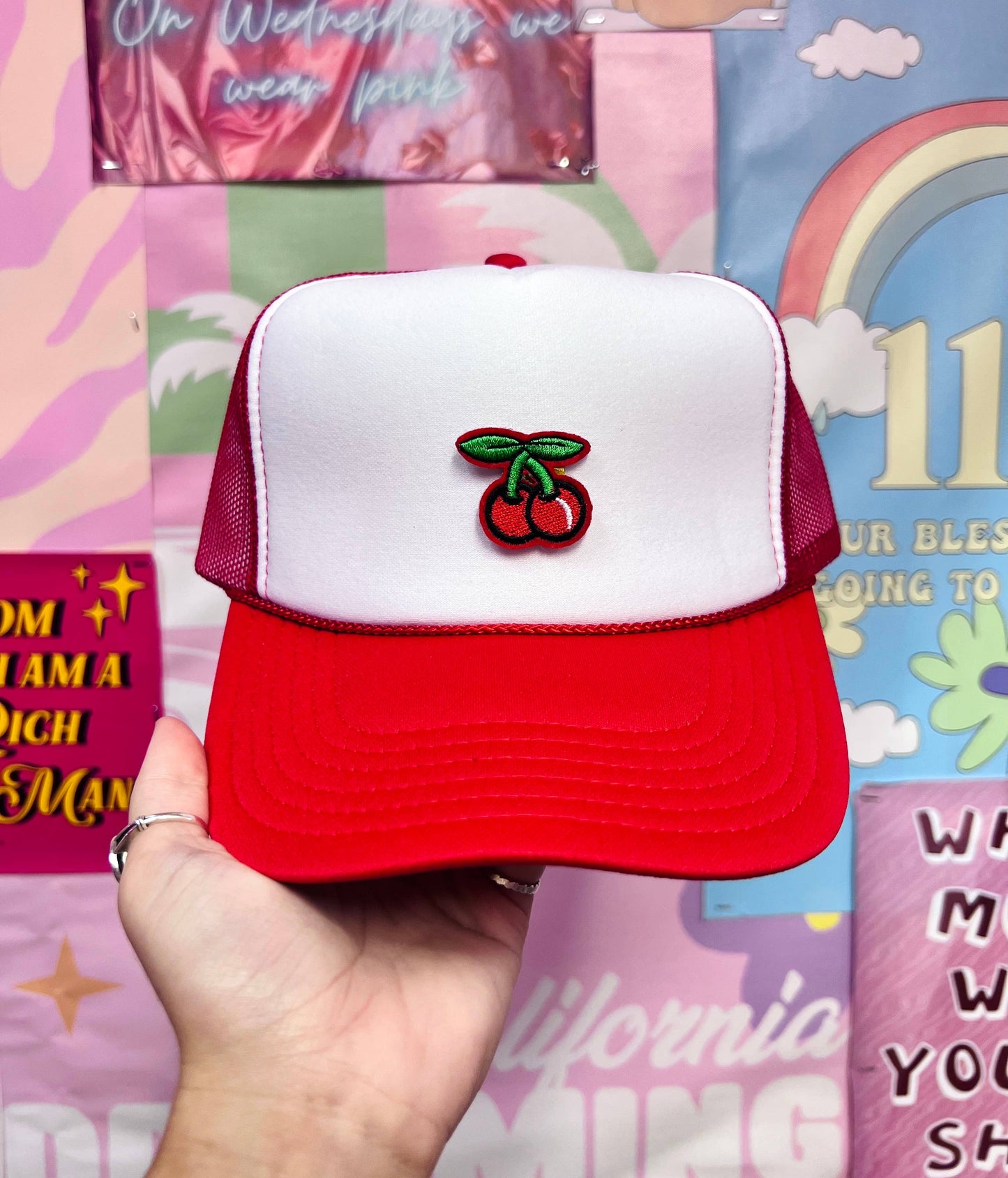 Small Cherry Patch - Red with White Trucker Hat