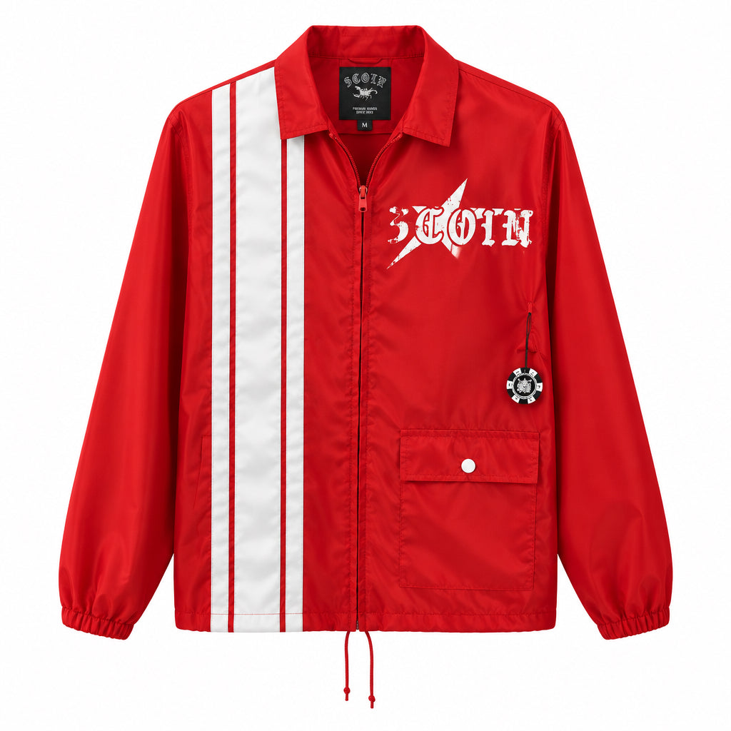Red Nylon Zip Up - 3COIN