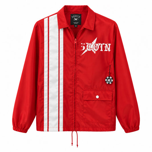 Red Nylon Zip Up - 3COIN