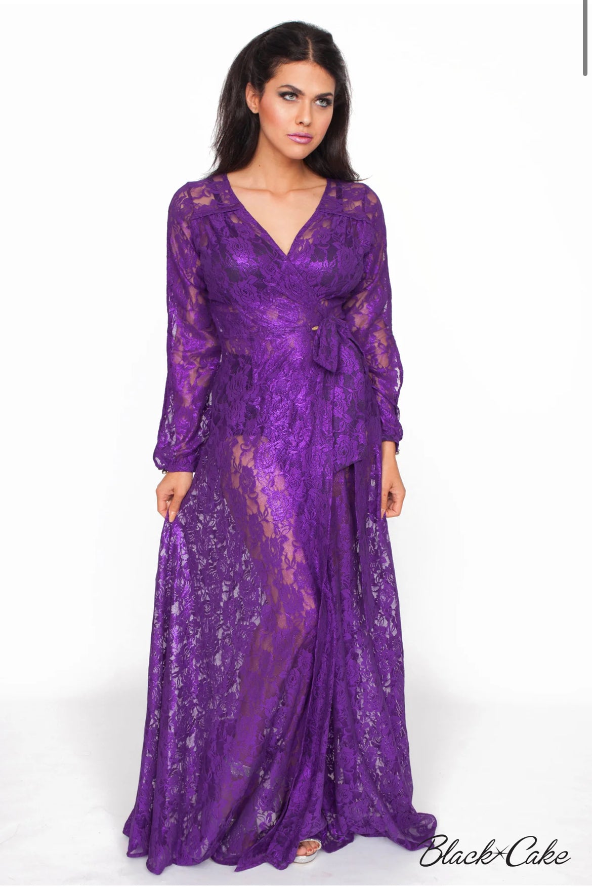 Starlet Lace Wrap Dress - Plum