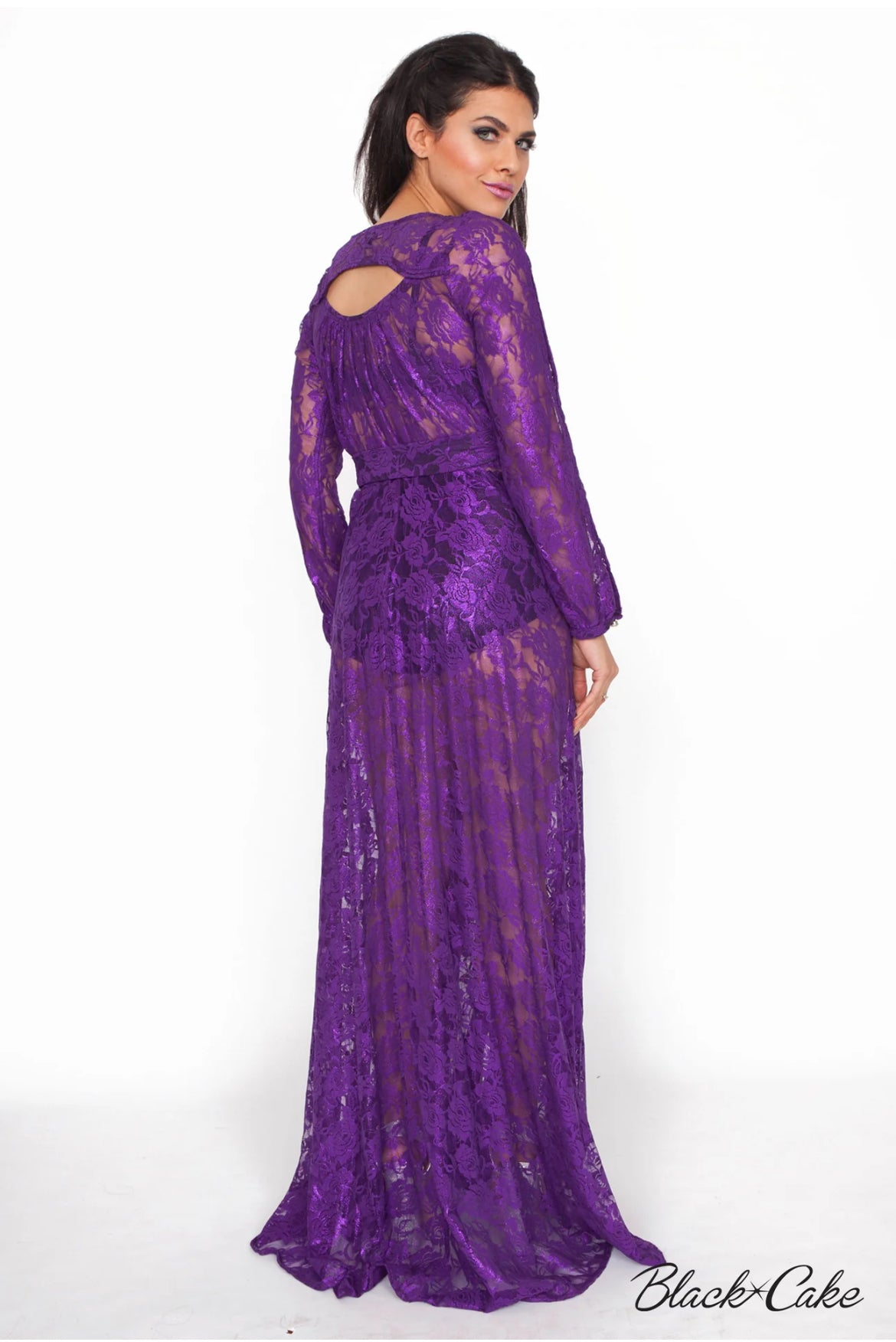 Starlet Lace Wrap Dress - Plum