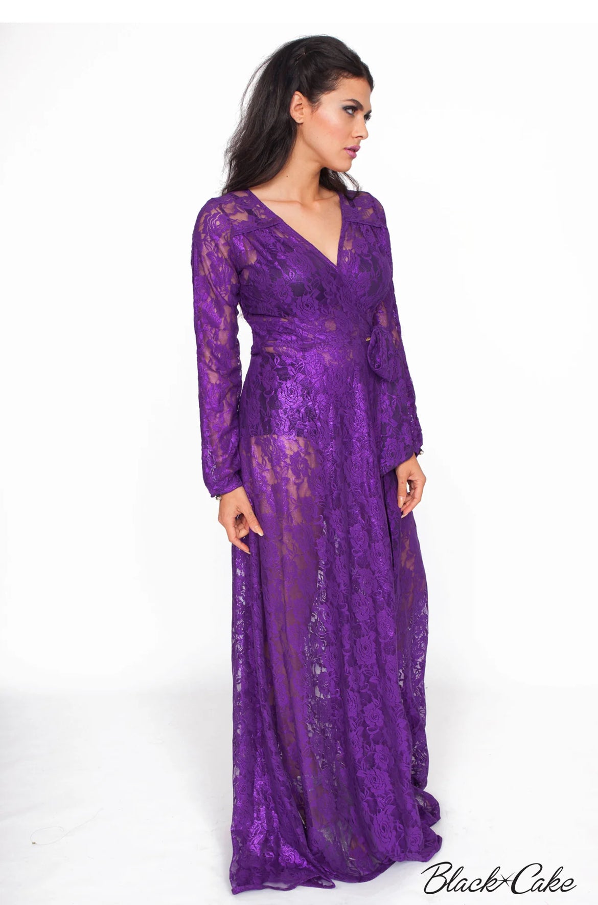 Starlet Lace Wrap Dress - Plum