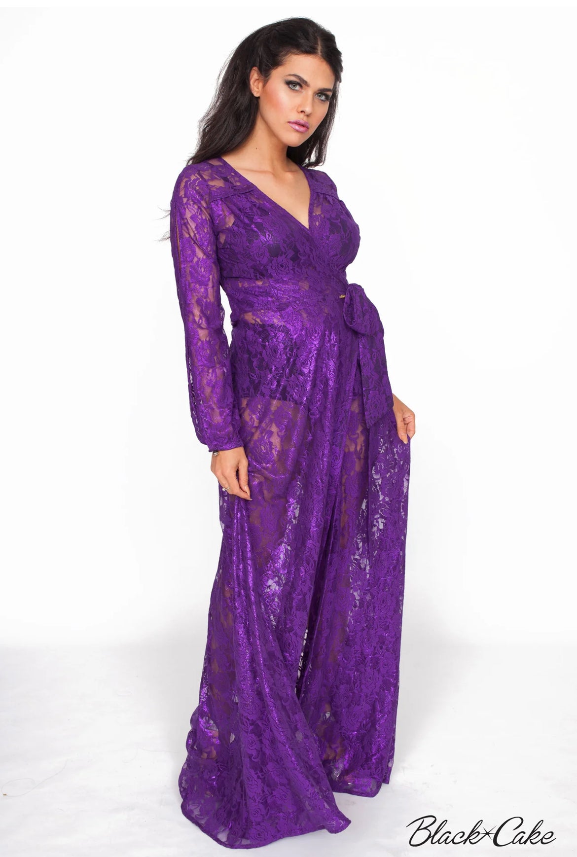 Starlet Lace Wrap Dress - Plum