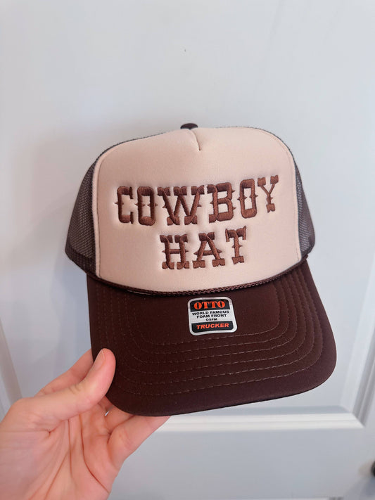 Brown Cowboy Hat Trucker Hat-Embroidery