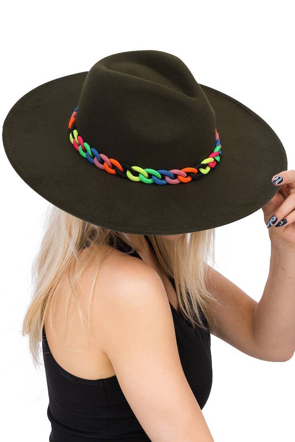 Rainbow Pride Cuban Link Chain Rancher Hat