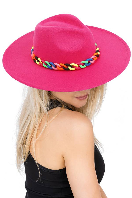 Rainbow Pride Cuban Link Chain Rancher Hat