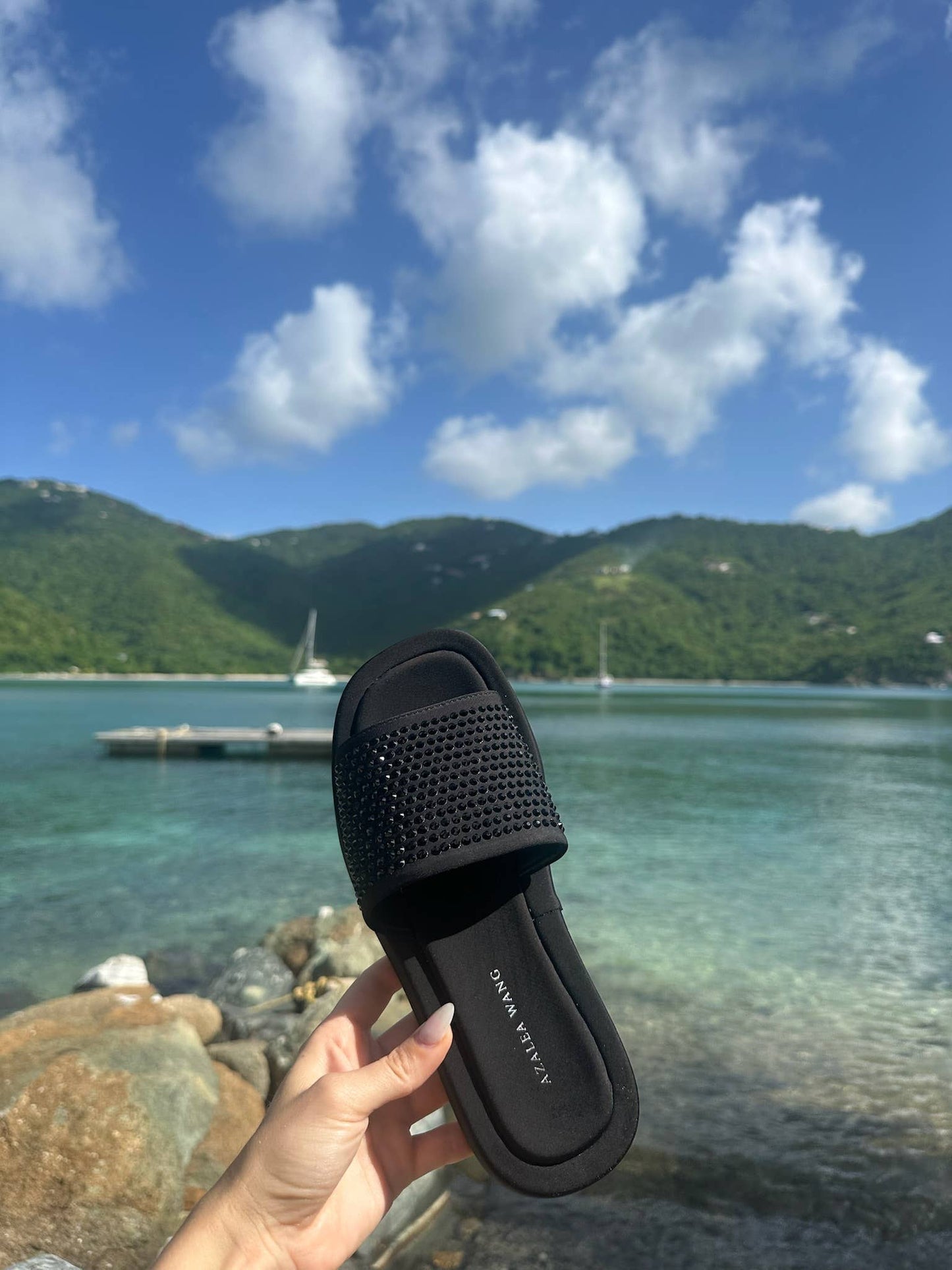 ISLANDTIME-BLACK FLATFORM SANDAL