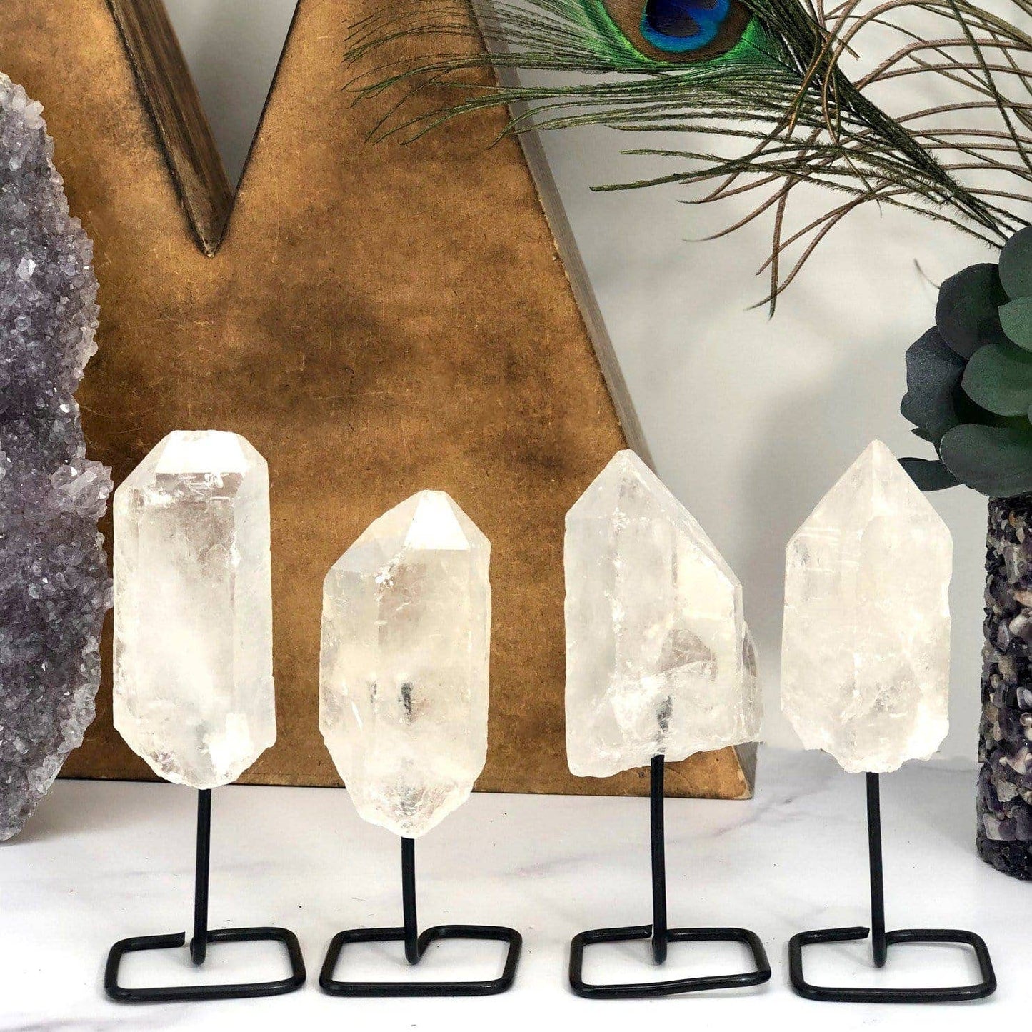 Natural Stone Crystal on Metal Stand