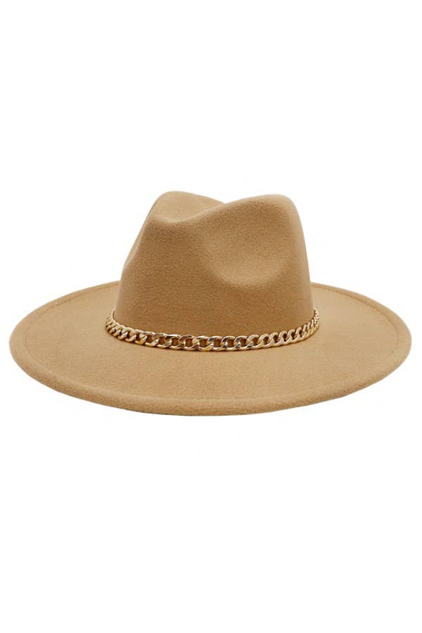 Boho Chic Gold Chain Rancher Felt Hat