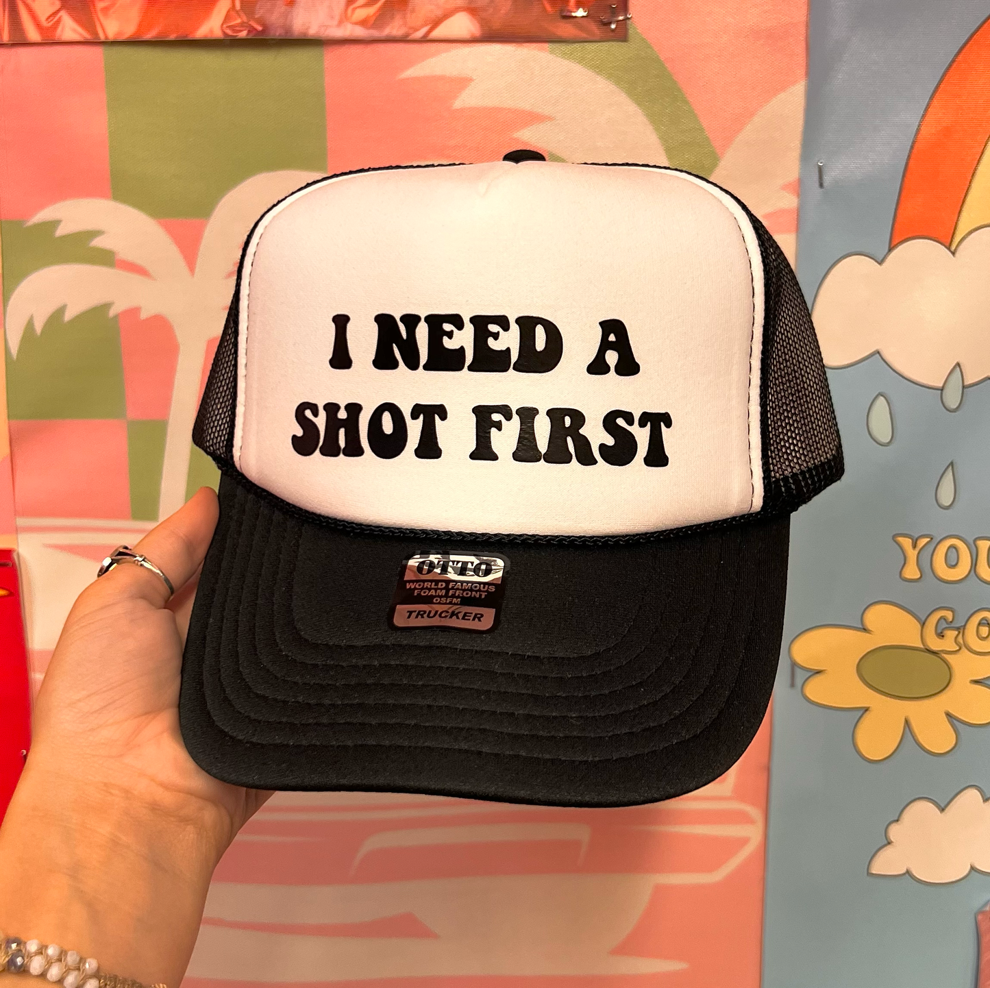 I Need A Shot Black Trucker Hat