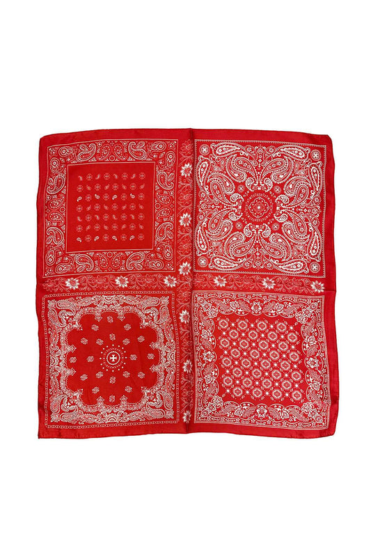 SQUARE BANDANA SCARF WITH MULTI PATTERN PRINT