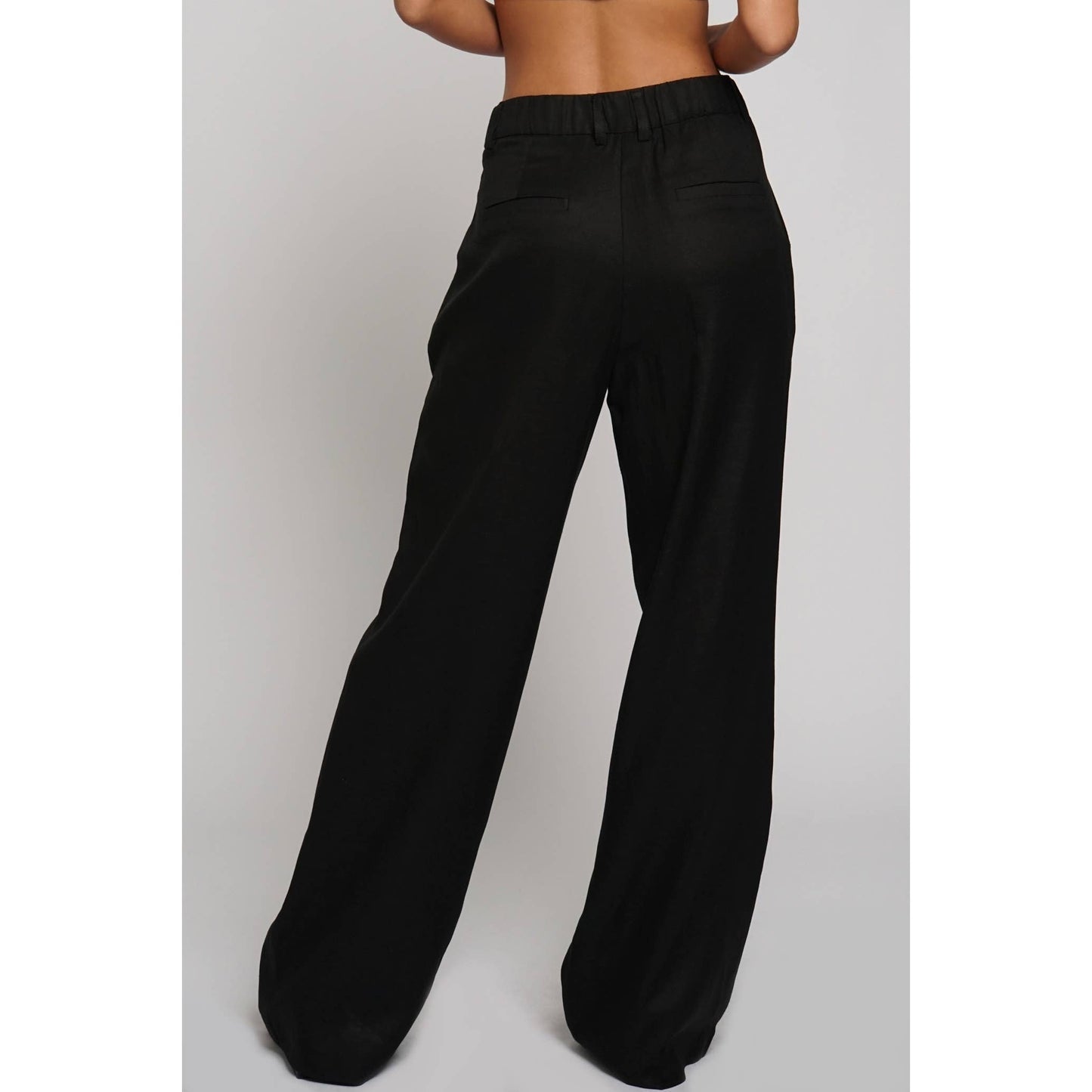 ELASTIC BACK WAISTBAND LINEN TROUSERS