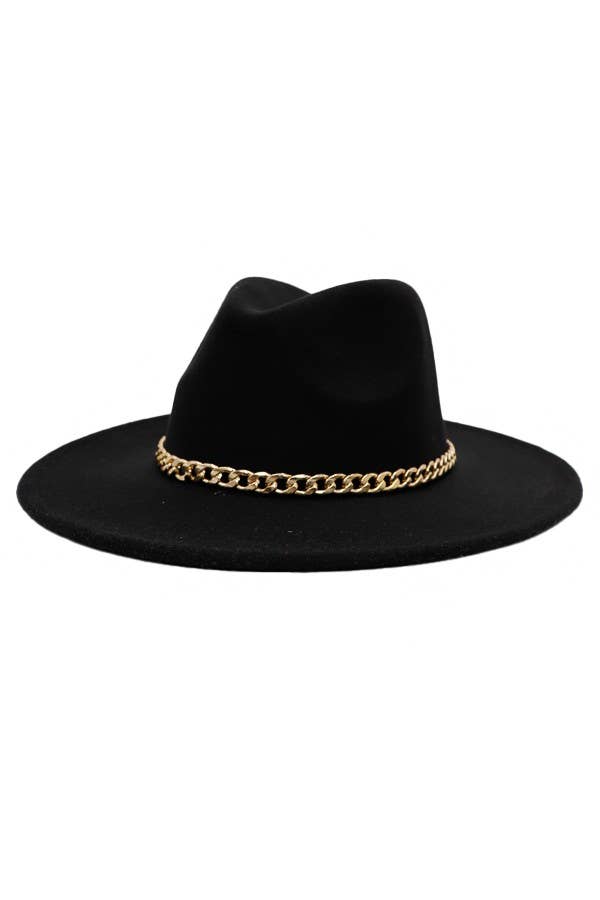 Boho Chic Gold Chain Rancher Felt Hat