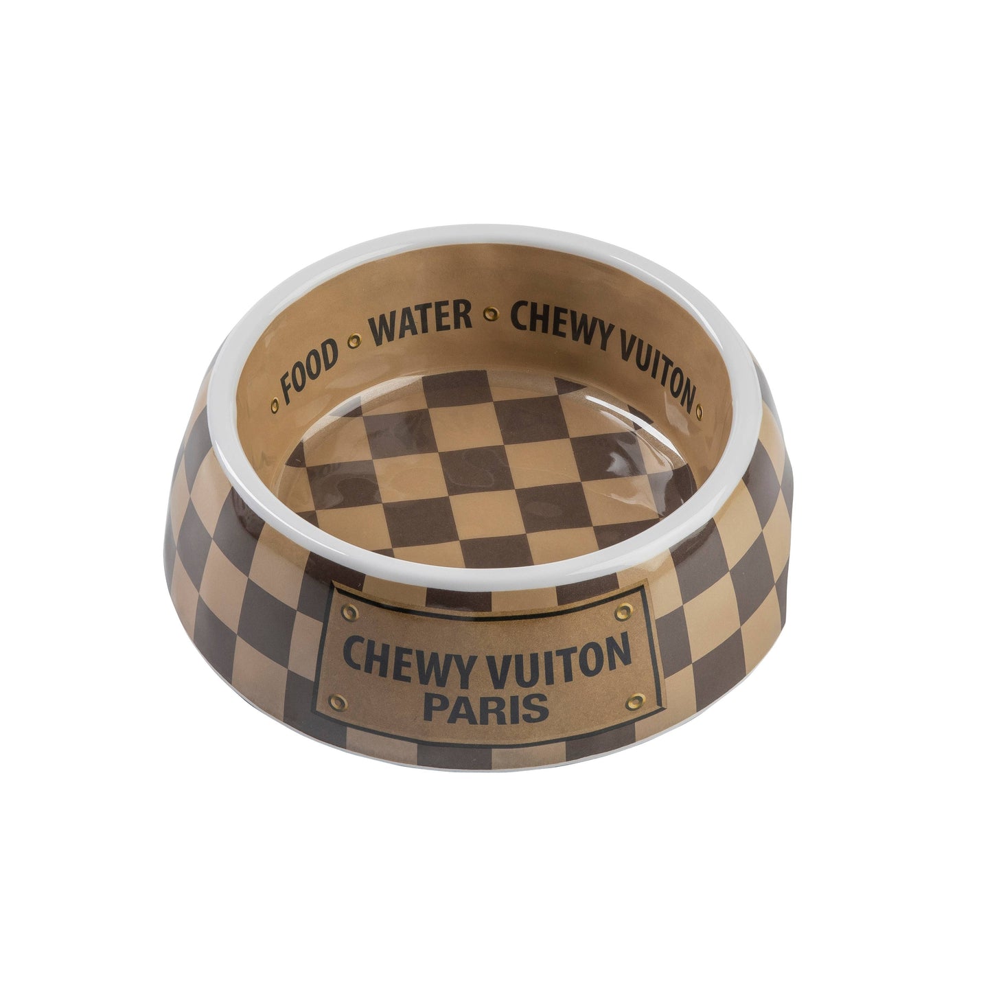 Tan Checker Chewy Vuiton Bowl -