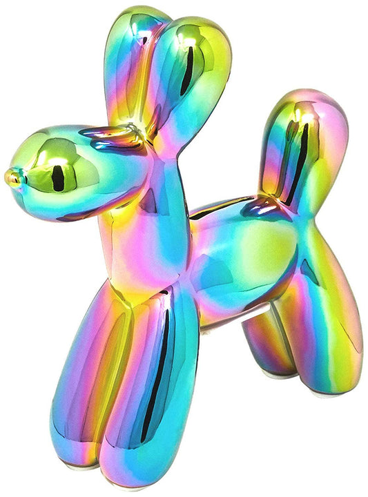 Iridescent Mini Ceramic Dog Piggy Bank - 7.5" tall