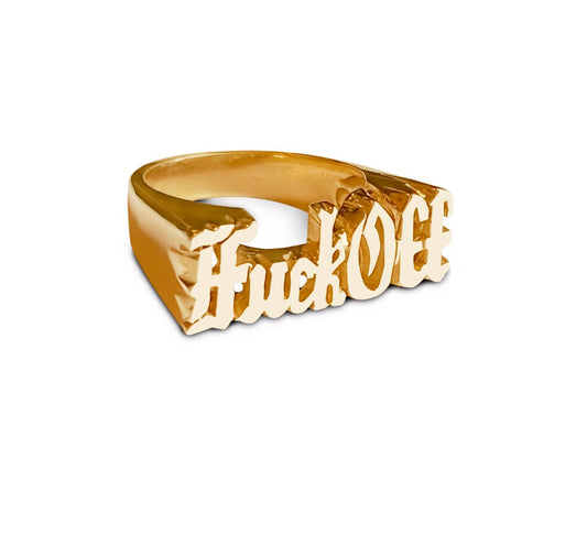 Fuck Off (Gothic) Ring: Brass / 6