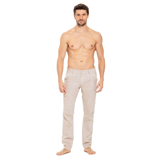 Linen Slim Fit Pants - Beige