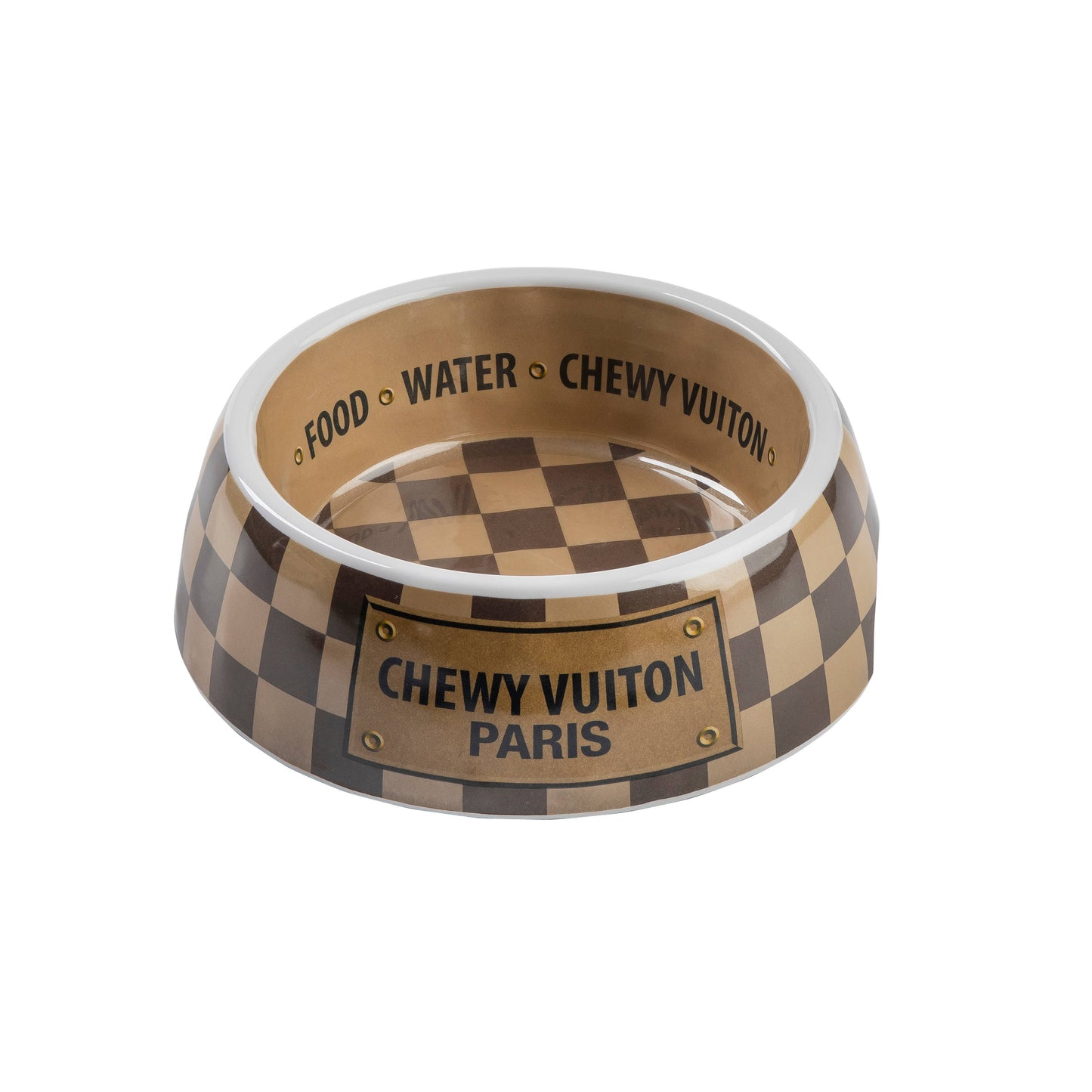 Tan Checker Chewy Vuiton Bowl -