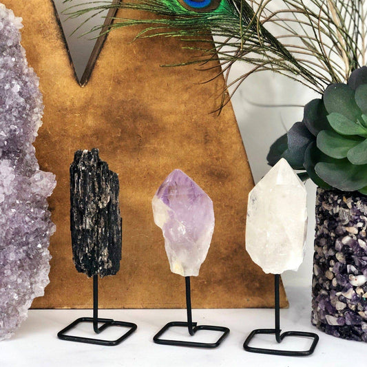 Natural Stone Crystal on Metal Stand