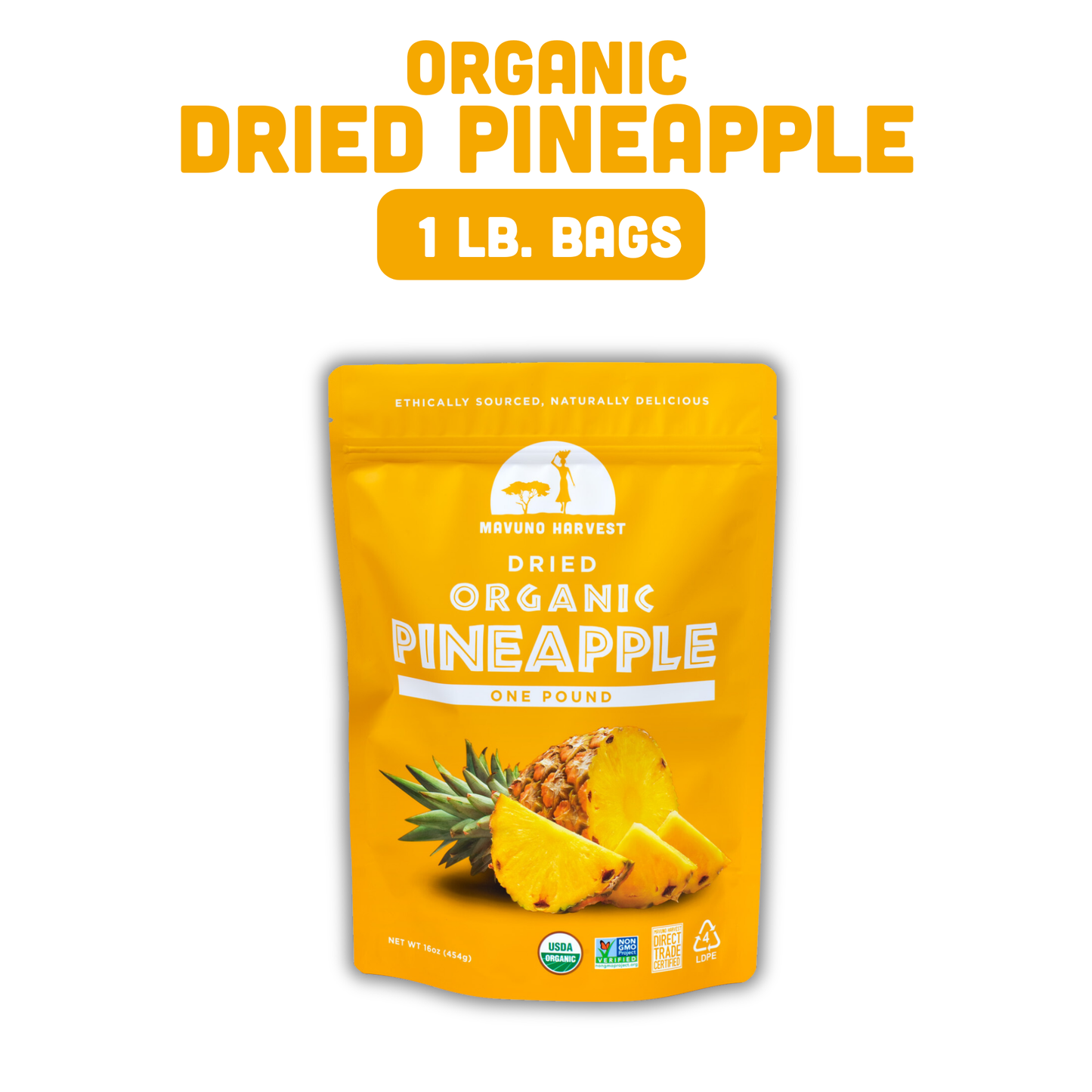 Organic Dried Pineapple: 2 OZ