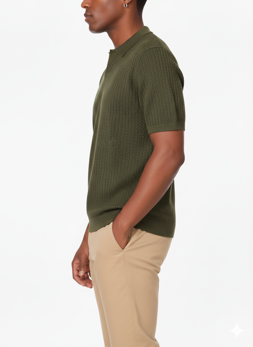 Men's Textured Polo Shirt