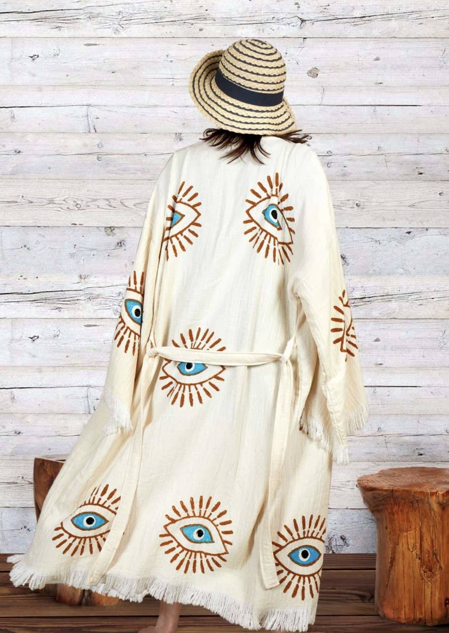 Turquoise + Gold Eye Kaftan