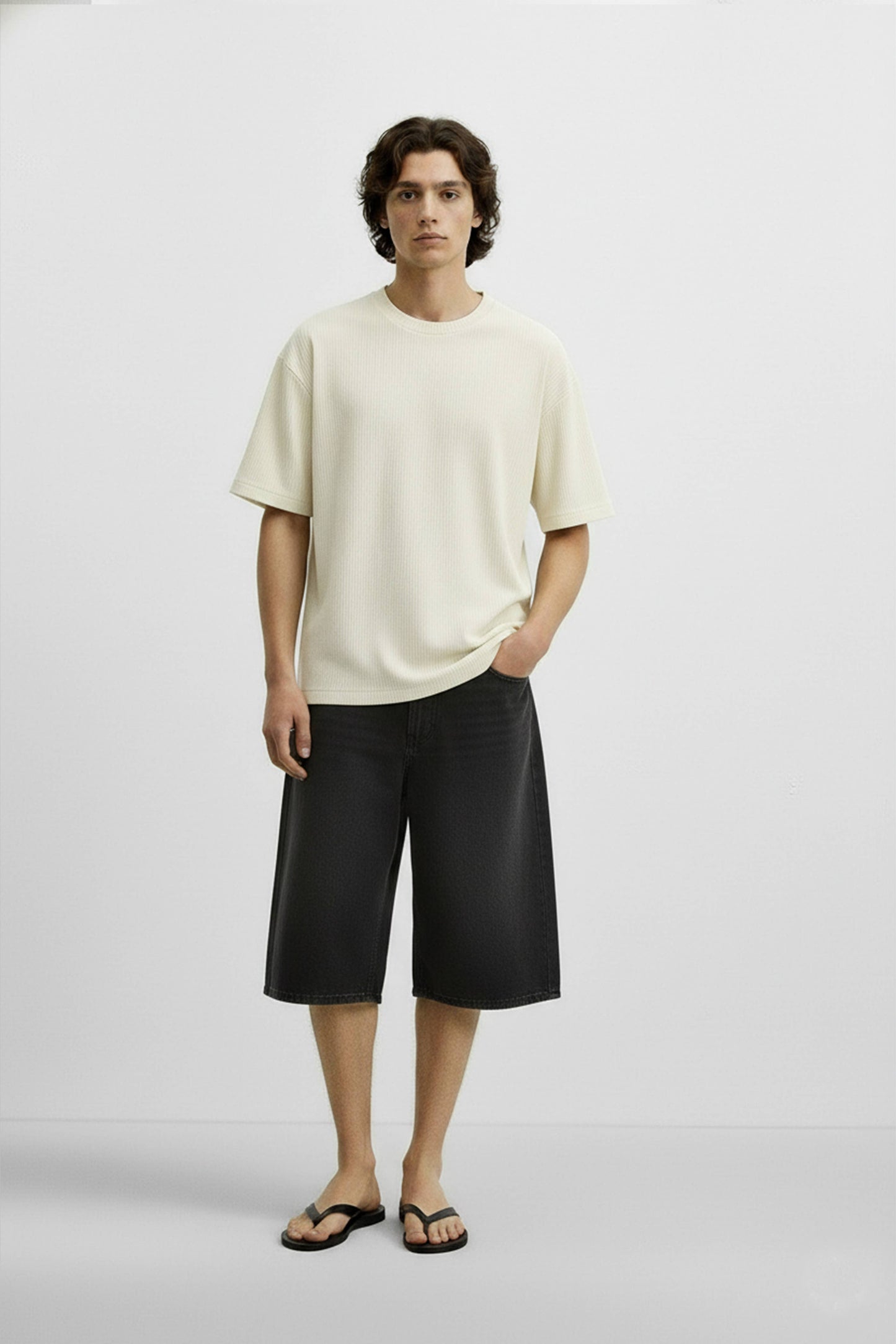 Men's Short Sleeve Textured T-Shirt (Ivory)