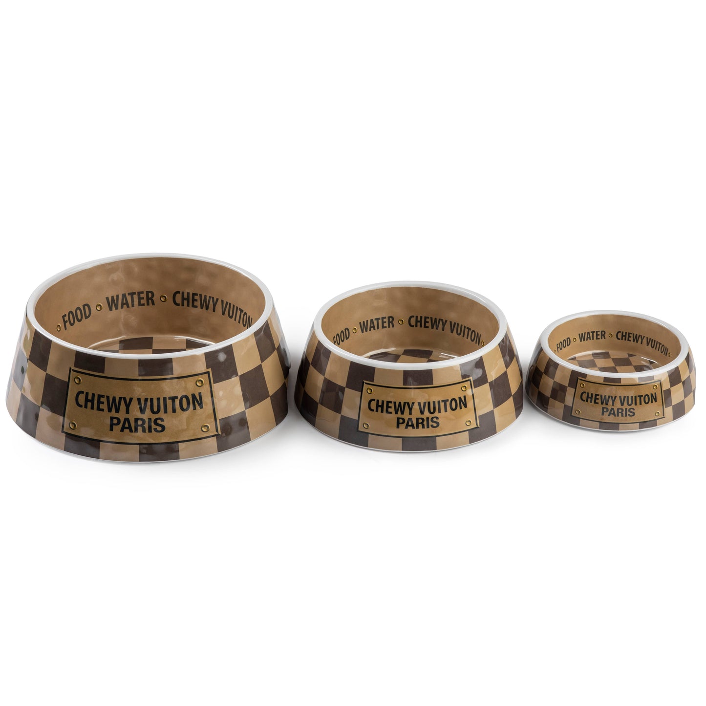 Tan Checker Chewy Vuiton Bowl -