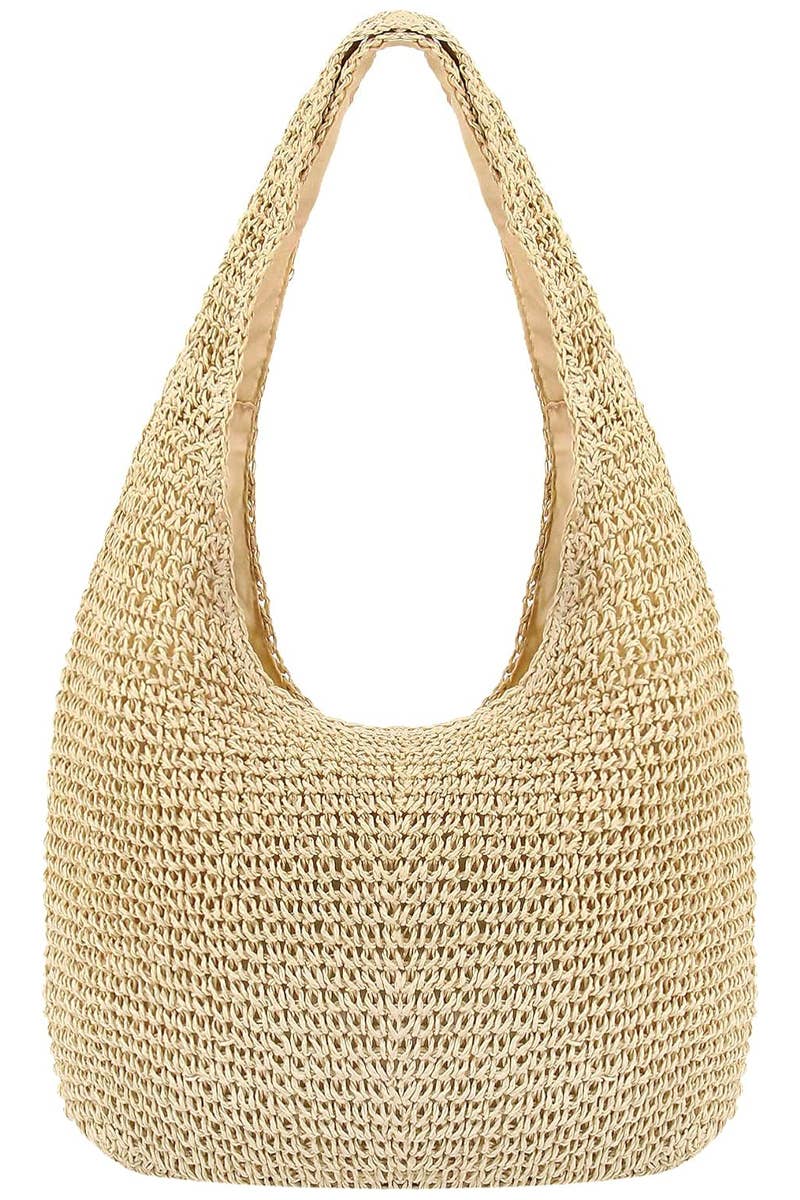 Crochet Woven Rattan Straw Wicker Hobo Bag