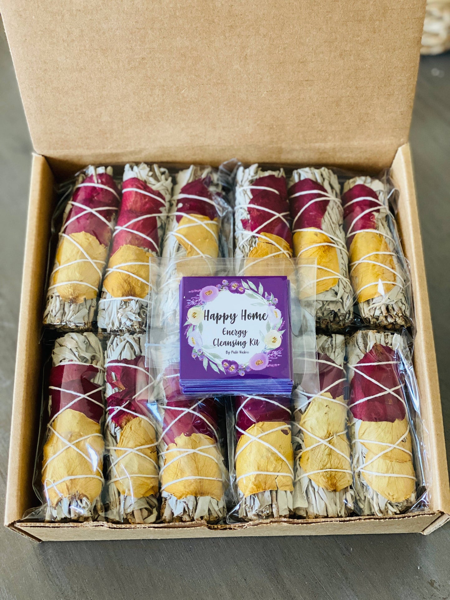 White Sage w/ Dried Rose Petals Smudge Sticks in Bulk