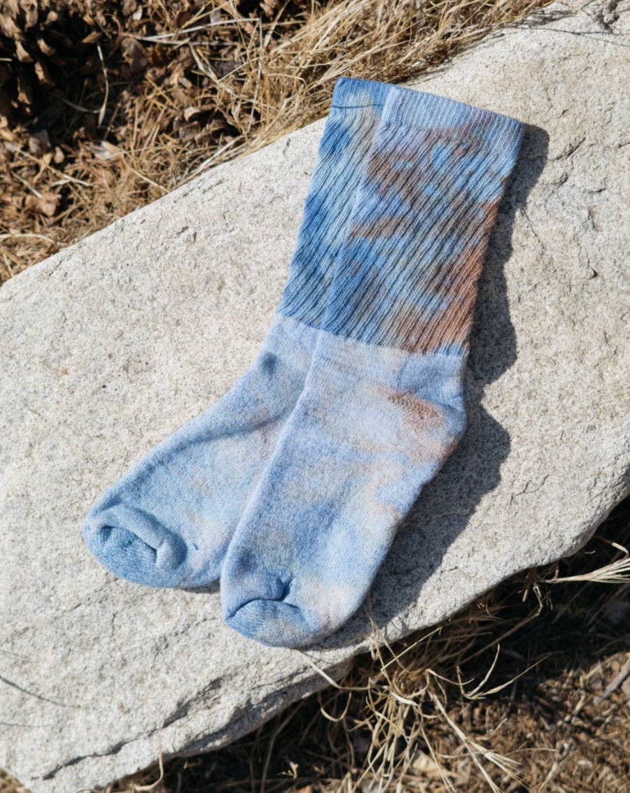 Hand Dyed Organic Cotton Crew Socks: Slate / Small (8-10),