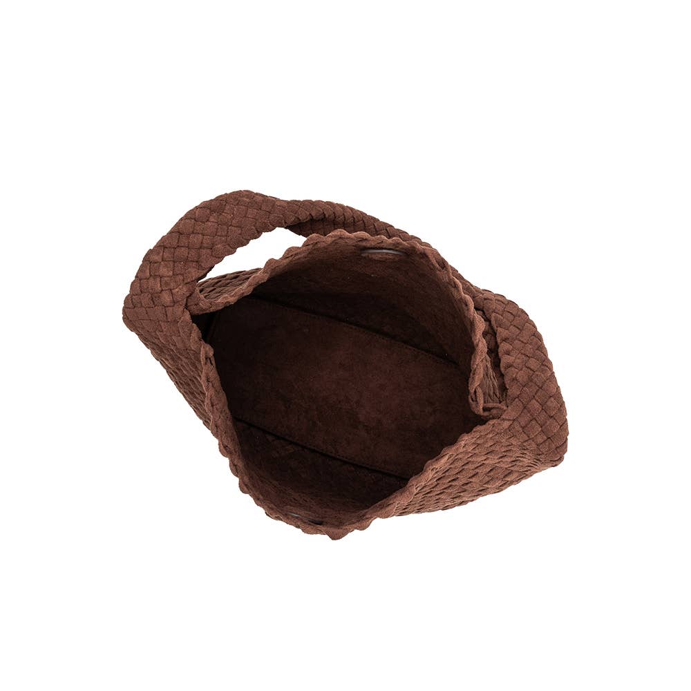 Johanna Tobacco Suede Vegan Leather Shoulder Bag