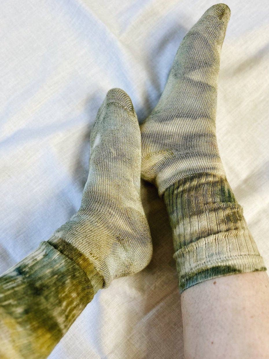 Hand Dyed Organic Cotton Crew Socks: Slate / Small (8-10),