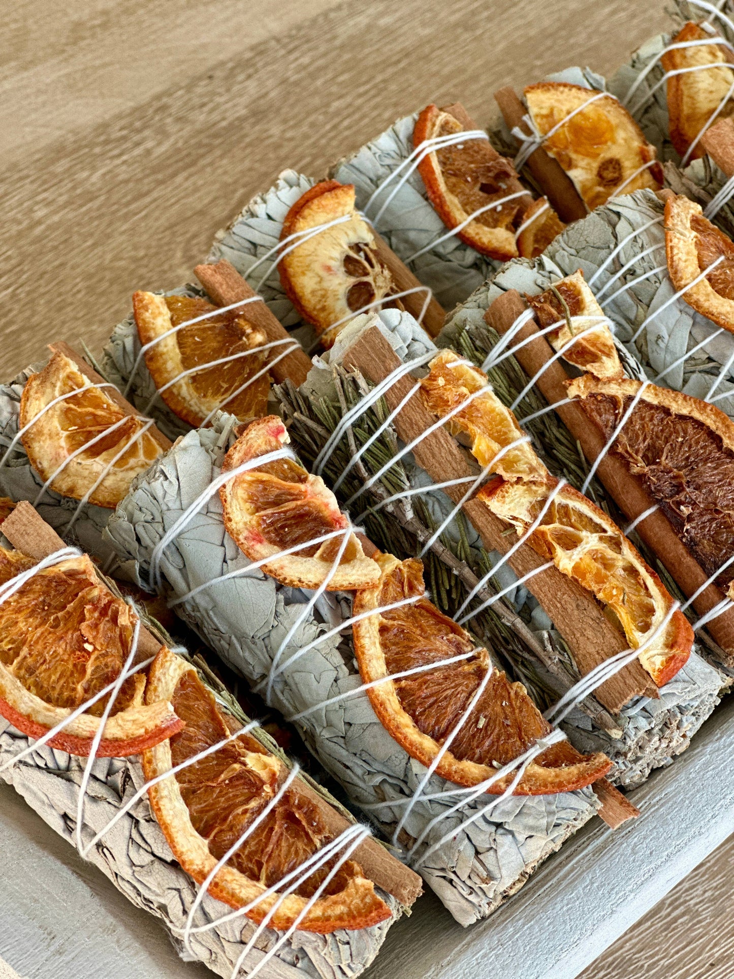 White Sage Sticks w/ Orange Slices, Cinnamon & Rosemary