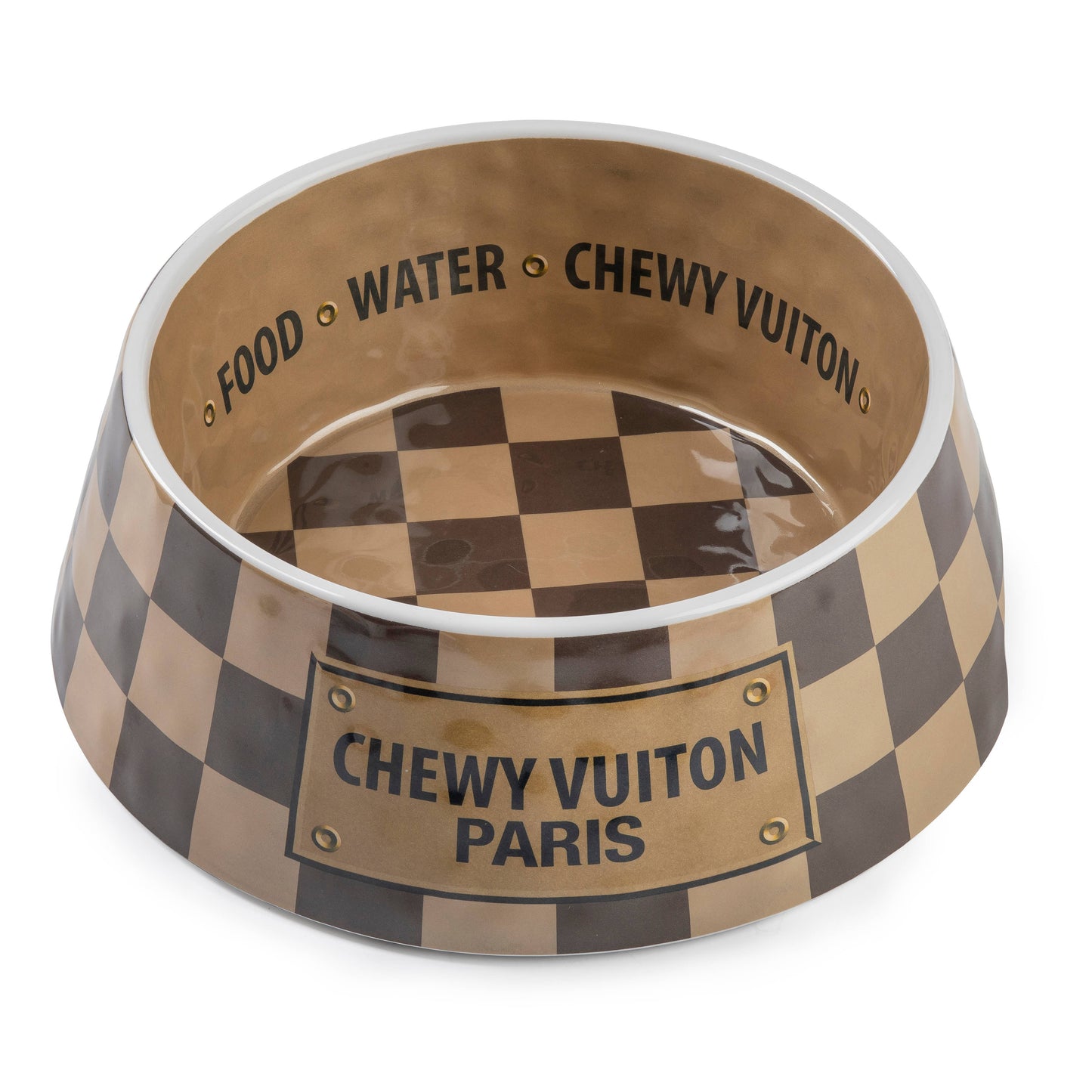 Tan Checker Chewy Vuiton Bowl -