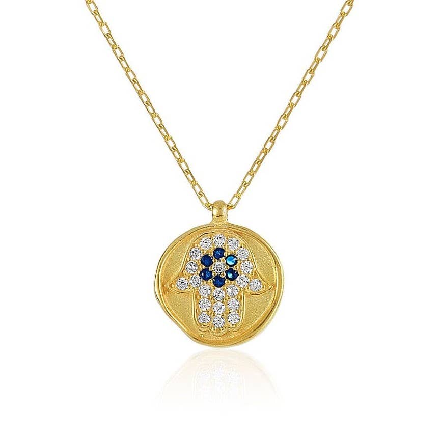 Hamsa Hand Gold Necklace for Women and Girls