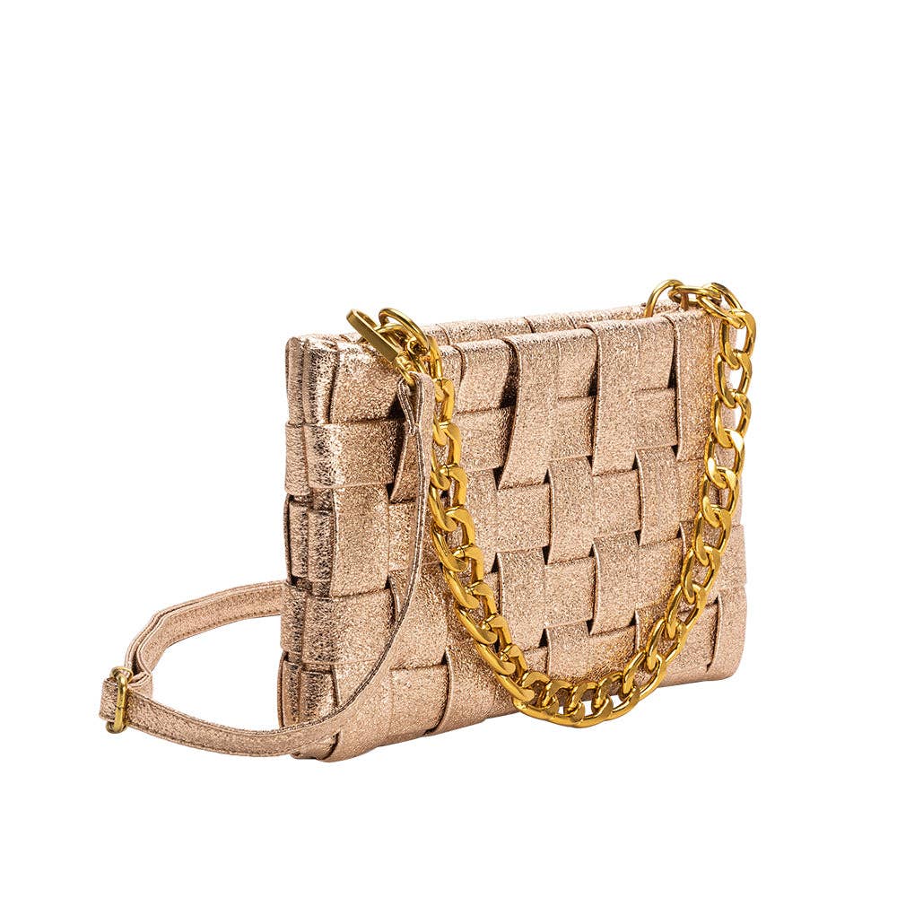 Mimie Champagne Metallic Recycled Vegan Crossbody Bag