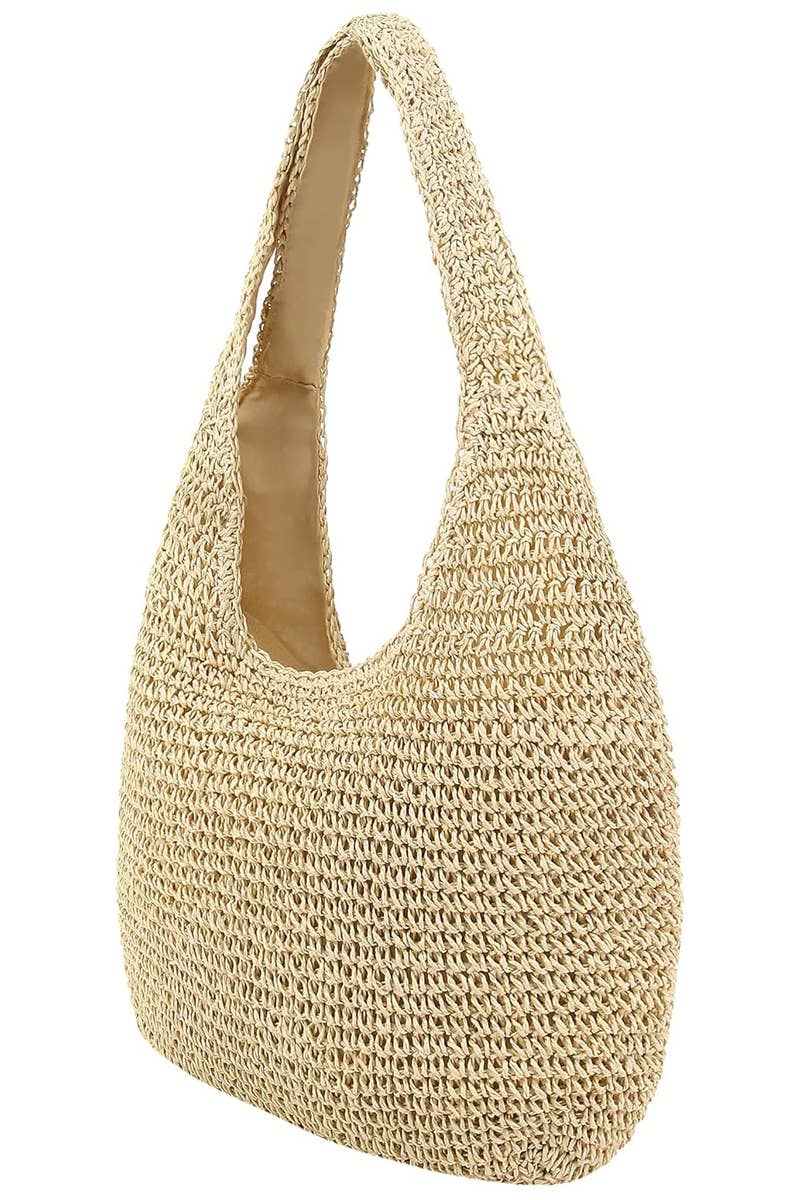 Crochet Woven Rattan Straw Wicker Hobo Bag