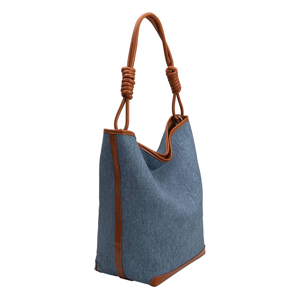 Adeline Denim Tan Large Tote Bag