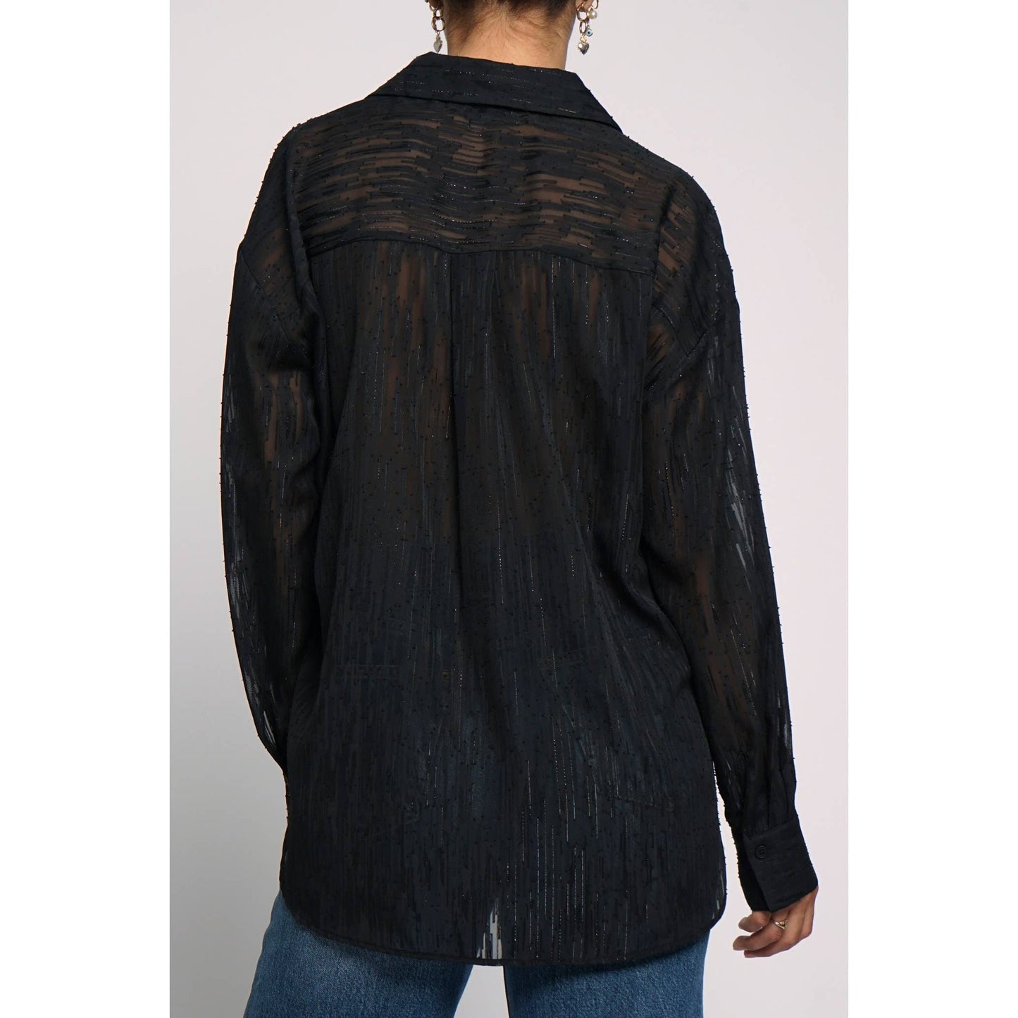 SHEER LUREX BUTTON DOWN SHIRT