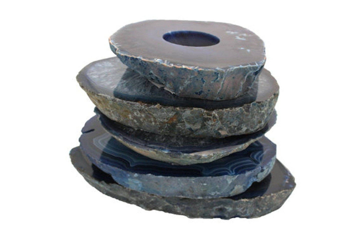 Agate Slab Crystal Candle Holder - Blue