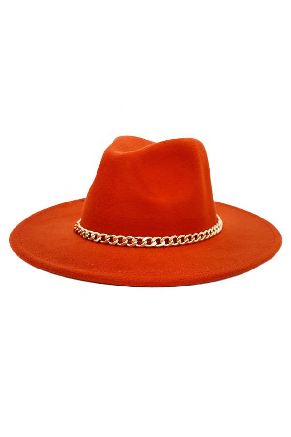 Boho Chic Gold Chain Rancher Felt Hat