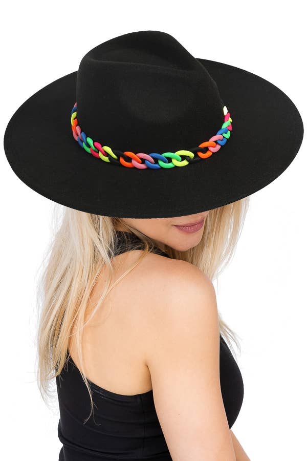 Rainbow Pride Cuban Link Chain Rancher Hat