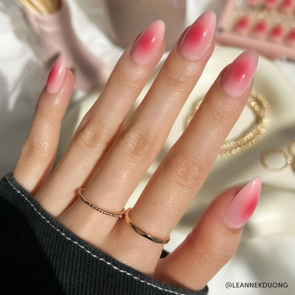 Blushing Aura Press-On Nails | Short Almond | Pink Hue
